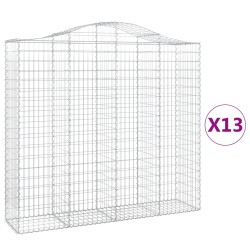 vidaXL Gabionen mit Hochbogen 13Stk. 200x50x180/200cm Verzinktes Eisen