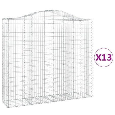 vidaXL Gabionen mit Hochbogen 13Stk. 200x50x180/200cm Verzinktes Eisen