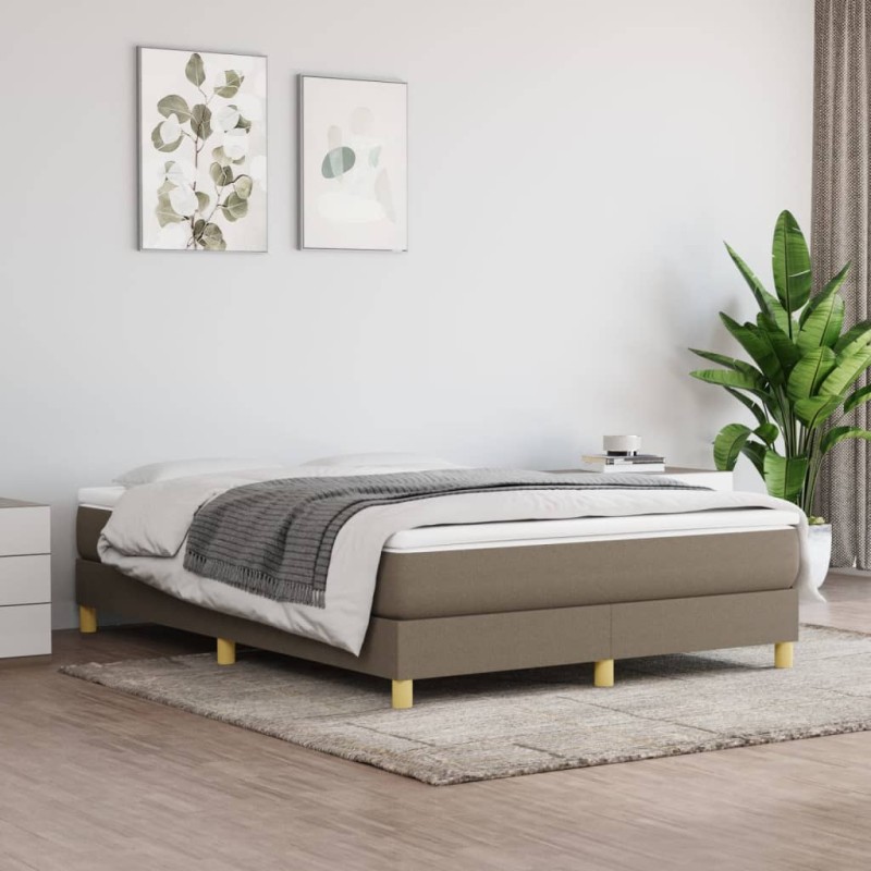 vidaXL Boxspringbett mit Matratze Taupe 140x200 cm Stoff vidaXL Boxspringbett mit Matratze Taupe 140x200 cm Stoff