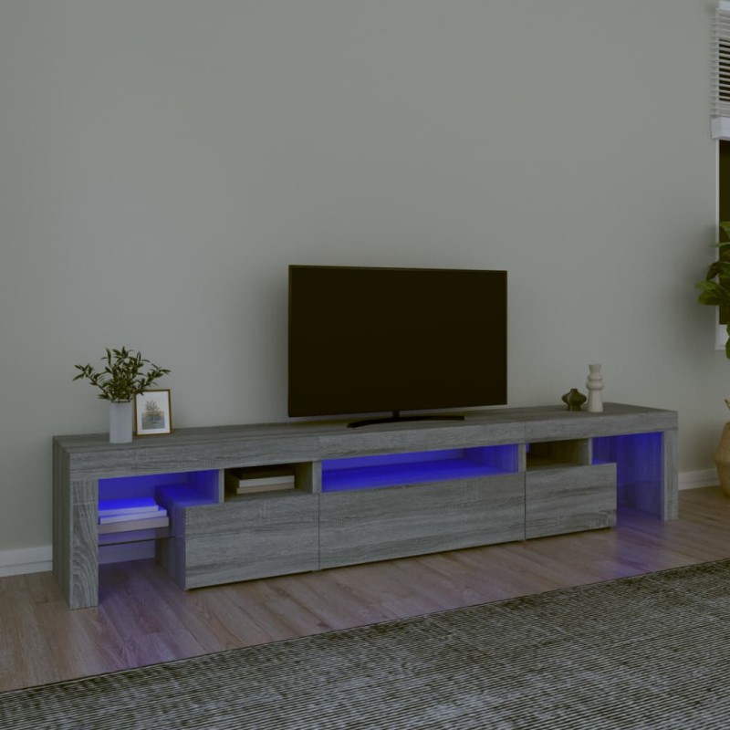 vidaXL TV-Schrank mit LED-Leuchten Grau Sonoma 215x36,5x40 cm vidaXL TV-Schrank mit LED-Leuchten Grau Sonoma 215x36,5x40 cm