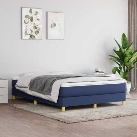vidaXL Boxspringbett mit Matratze Blau 140x200 cm Stoff