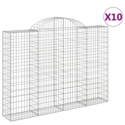 vidaXL Gabionen mit Hochbogen 10Stk. 200x30x140/160cm Verzinktes Eisen