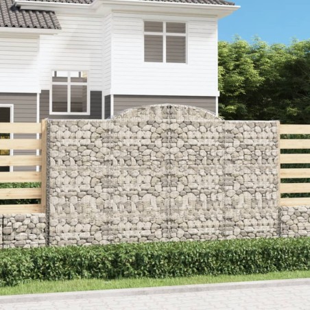 vidaXL Gabionen mit Hochbogen 5 Stk. 300x50x180/200cm Verzinktes Eisen
