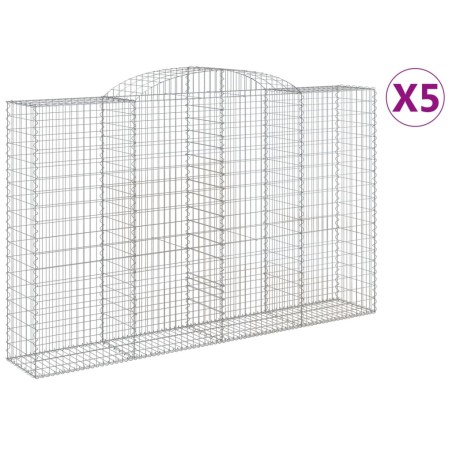 vidaXL Gabionen mit Hochbogen 5 Stk. 300x50x180/200cm Verzinktes Eisen
