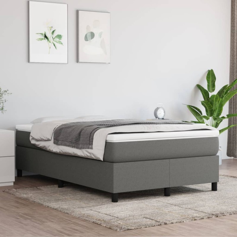 vidaXL Boxspringbett mit Matratze Dunkelgrau 120x200 cm Stoff vidaXL Boxspringbett mit Matratze Dunkelgrau 120x200 cm Stoff