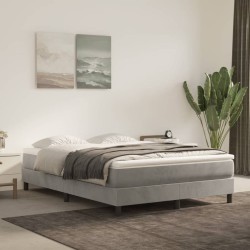 vidaXL Boxspringbett mit Matratze Hellgrau 140x200 cm Samt