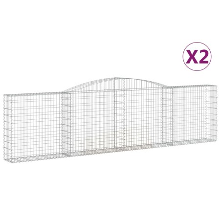 vidaXL Gabionen mit Hochbogen 2 Stk. 400x30x100/120cm Verzinktes Eisen