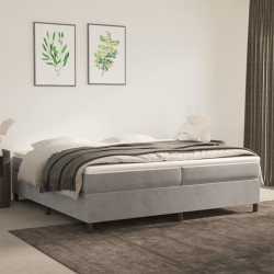 vidaXL Boxspringbett mit Matratze Hellgrau 200x200 cm Samt