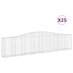 vidaXL Gabionen mit Hochbogen 25 Stk. 400x30x80/100cm Verzinktes Eisen