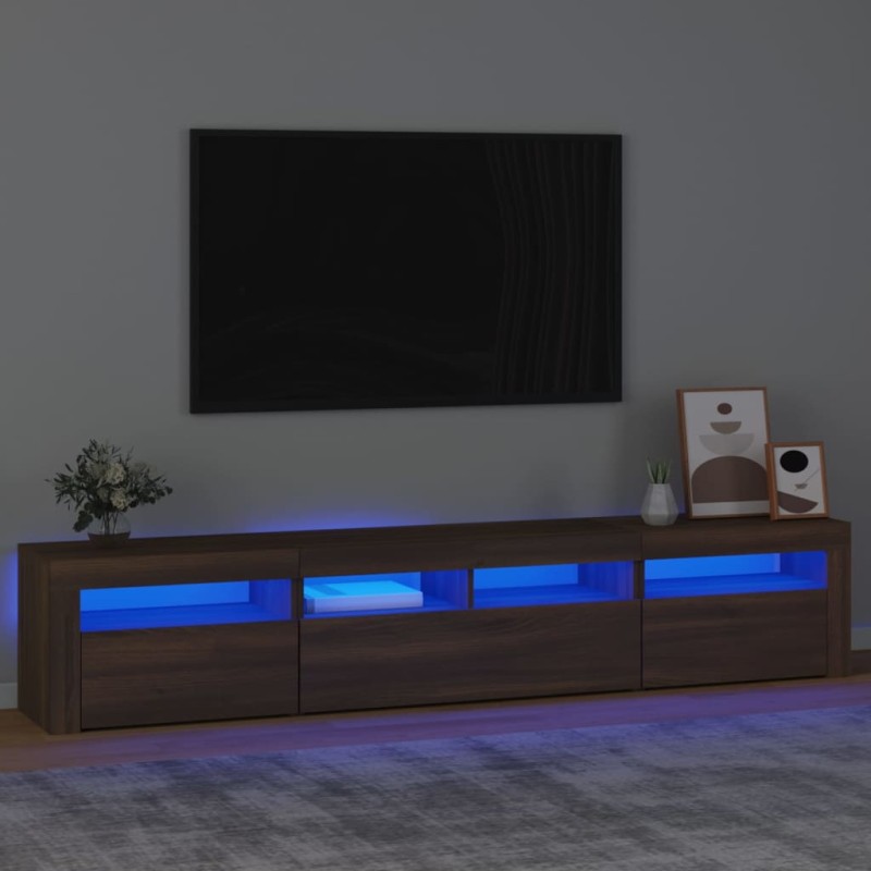 vidaXL TV-Schrank mit LED-Leuchten Braun Eichen-Optik 210x35x40 cm vidaXL TV-Schrank mit LED-Leuchten Braun Eichen-Optik 210x35x40 cm