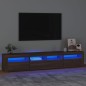 vidaXL TV-Schrank mit LED-Leuchten Braun Eichen-Optik 210x35x40 cm vidaXL TV-Schrank mit LED-Leuchten Braun Eichen-Optik 210x35x40 cm
