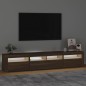 vidaXL TV-Schrank mit LED-Leuchten Braun Eichen-Optik 210x35x40 cm vidaXL TV-Schrank mit LED-Leuchten Braun Eichen-Optik 210x35x40 cm