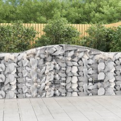 vidaXL Gabionen mit Hochbogen 7 Stk. 400x50x100/120cm Verzinktes Eisen