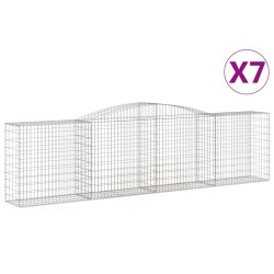 vidaXL Gabionen mit Hochbogen 7 Stk. 400x50x100/120cm Verzinktes Eisen