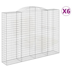 vidaXL Gabionen mit Hochbogen 6 Stk. 300x50x220/240cm Verzinktes Eisen