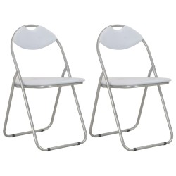 vidaXL Klappbare Esszimmerstühle 2 Stk. Weiß Kunstleder