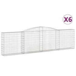 vidaXL Gabionen mit Hochbogen 6 Stk. 400x30x100/120cm Verzinktes Eisen
