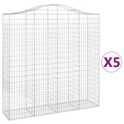 vidaXL Gabionen mit Hochbogen 5 Stk. 200x50x200/220cm Verzinktes Eisen