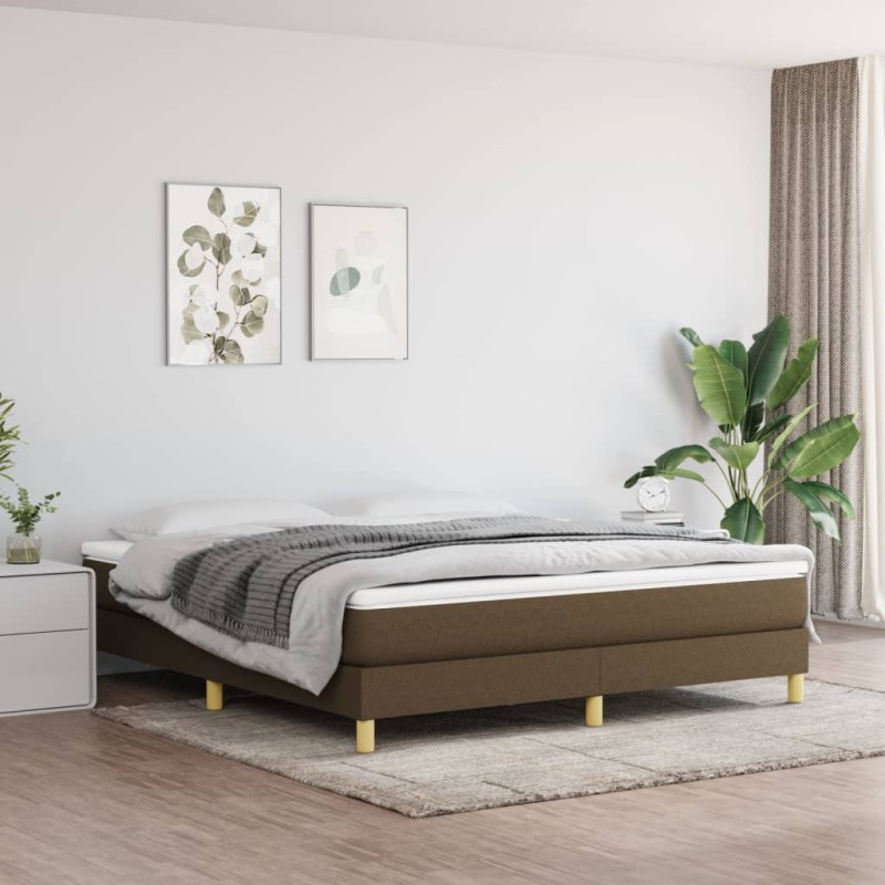 vidaXL Boxspringbett mit Matratze Dunkelbraun 180x200 cm Stoff vidaXL Boxspringbett mit Matratze Dunkelbraun 180x200 cm Stoff