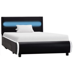 Bettgestell mit LED Schwarz Kunstleder 90x200 cm