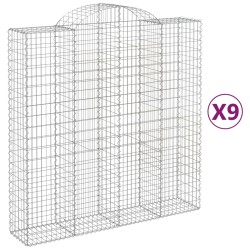 vidaXL Gabionen mit Hochbogen 9 Stk. 200x50x200/220cm Verzinktes Eisen