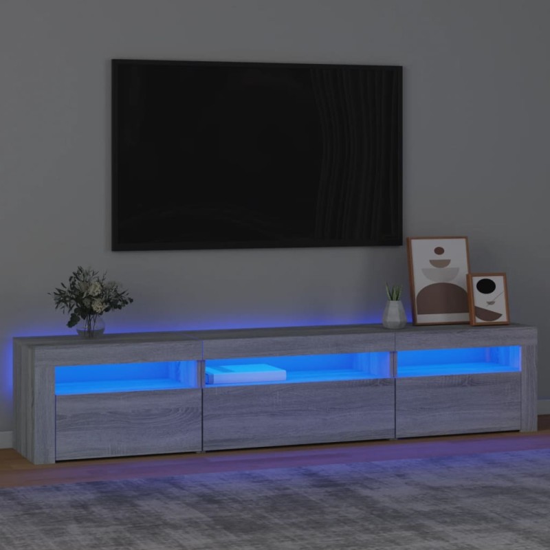 vidaXL TV-Schrank mit LED-Leuchten Grau Sonoma 195x35x40 cm vidaXL TV-Schrank mit LED-Leuchten Grau Sonoma 195x35x40 cm