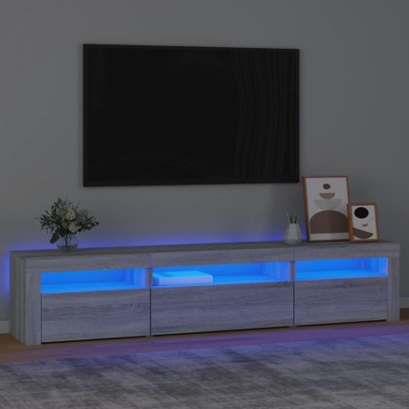 vidaXL TV-Schrank mit LED-Leuchten Grau Sonoma 195x35x40 cm