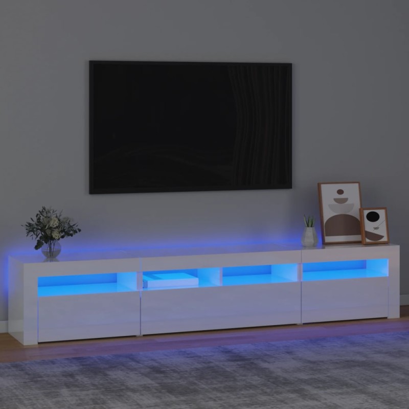 vidaXL TV-Schrank mit LED-Leuchten Hochglanz-Weiß 210x35x40 cm vidaXL TV-Schrank mit LED-Leuchten Hochglanz-Weiß 210x35x40 cm