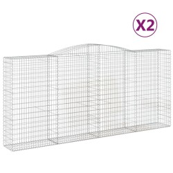 vidaXL Gabionen mit Hochbogen 2 Stk. 400x50x180/200cm Verzinktes Eisen