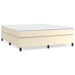 vidaXL Boxspringbett mit Matratze Creme 160x200 cm Kunstleder