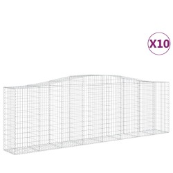 vidaXL Gabionen mit Hochbogen 10 Stk 400x50x120/140cm Verzinktes Eisen