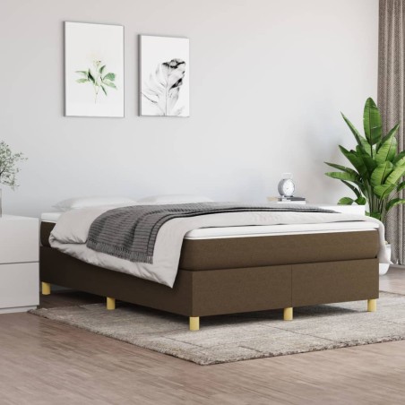 vidaXL Boxspringbett mit Matratze Dunkelbraun 140x200 cm Stoff
