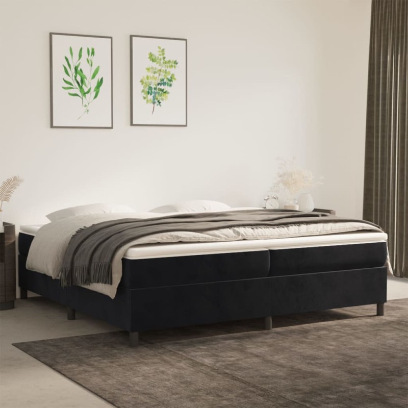vidaXL Boxspringbett mit Matratze Schwarz 200x200 cm Samt vidaXL Boxspringbett mit Matratze Schwarz 200x200 cm Samt