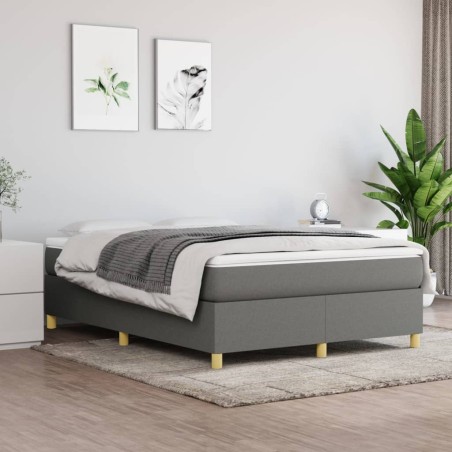 vidaXL Boxspringbett mit Matratze Dunkelgrau 140x200 cm Stoff