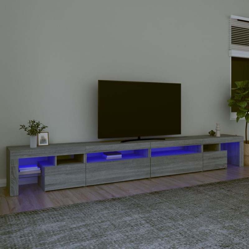 vidaXL TV-Schrank mit LED-Leuchten Grau Sonoma 290x36,5x40 cm vidaXL TV-Schrank mit LED-Leuchten Grau Sonoma 290x36,5x40 cm
