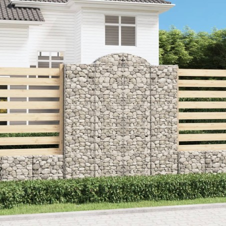 vidaXL Gabionen mit Hochbogen 6 Stk. 200x50x220/240cm Verzinktes Eisen