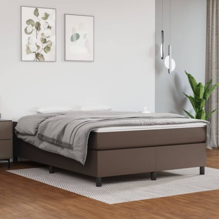 vidaXL Boxspringbett mit Matratze Braun 140x200 cm Kunstleder