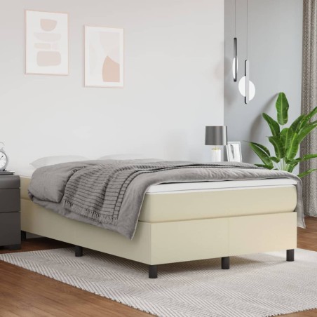 vidaXL Boxspringbett mit Matratze Creme 120x200 cm Kunstleder