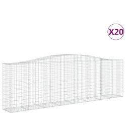 vidaXL Gabionen mit Hochbogen 20 Stk 400x50x120/140cm Verzinktes Eisen