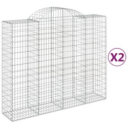 vidaXL Gabionen mit Hochbogen 2 Stk. 200x50x160/180cm Verzinktes Eisen