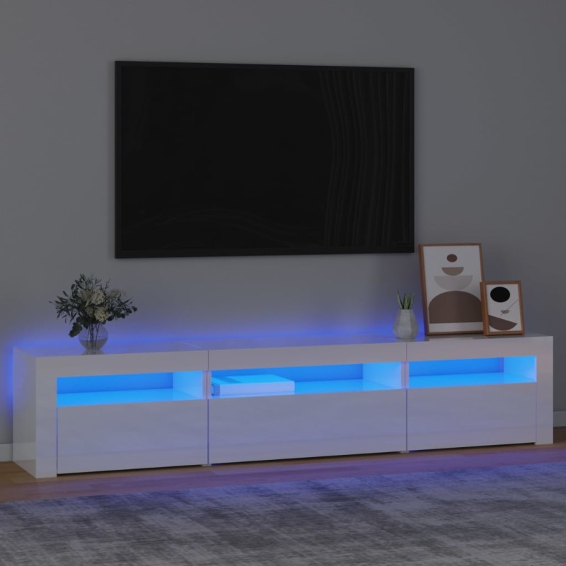 vidaXL TV-Schrank mit LED-Leuchten Hochglanz-Weiß 195x35x40 cm vidaXL TV-Schrank mit LED-Leuchten Hochglanz-Weiß 195x35x40 cm