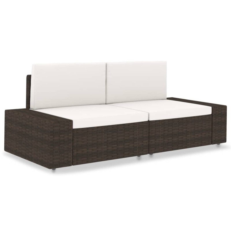 Modulares 2-Sitzer-Sofa Poly Rattan Braun Modulares 2-Sitzer-Sofa Poly Rattan Braun