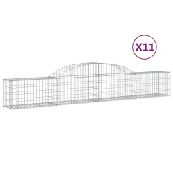 vidaXL Gabionen mit Hochbogen 11 Stk. 300x30x40/60 cm Verzinktes Eisen