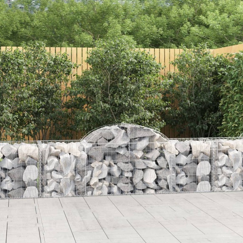 vidaXL Gabionen mit Hochbogen 11 Stk. 200x50x60/80 cm Verzinktes Eisen vidaXL Gabionen mit Hochbogen 11 Stk. 200x50x60/80 cm Verzinktes Eisen