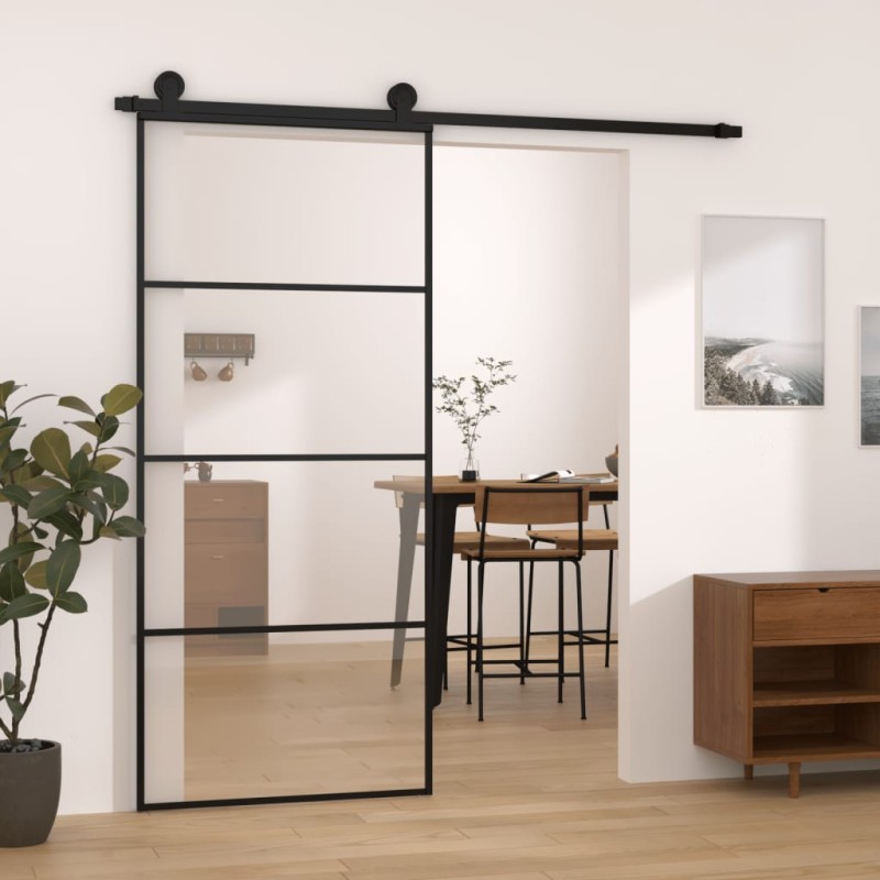 vidaXL Schiebetür mit Beschlag 90x205 cm ESG-Glas & Aluminium vidaXL Schiebetür mit Beschlag 90x205 cm ESG-Glas & Aluminium