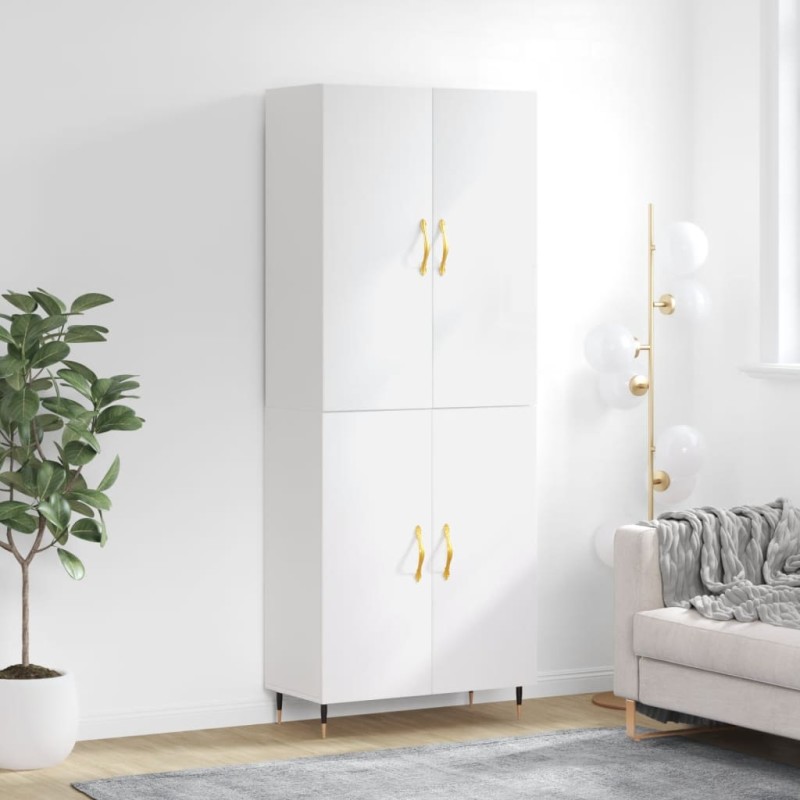 Highboard Hochglanz-Weiß 69,5x34x180 cm Holzwerkstoff Highboard Hochglanz-Weiß 69,5x34x180 cm Holzwerkstoff