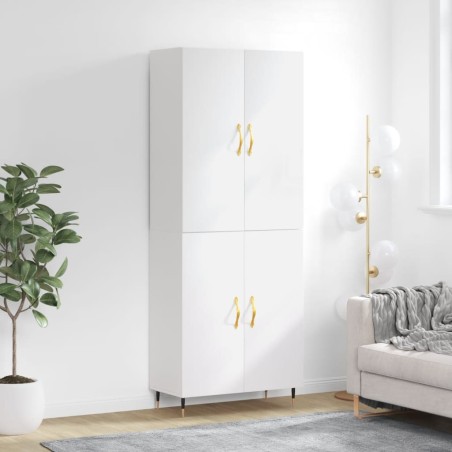 Highboard Hochglanz-Weiß 69,5x34x180 cm Holzwerkstoff