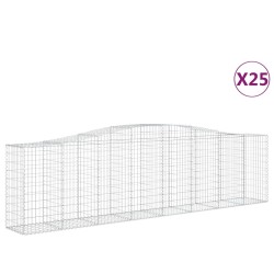 vidaXL Gabionen mit Hochbogen 25 Stk 400x50x100/120cm Verzinktes Eisen