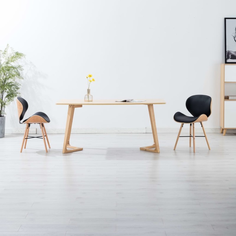Esszimmerstühle 2 Stk. Schwarz Kunstleder und Bugholz Esszimmerstühle 2 Stk. Schwarz Kunstleder und Bugholz