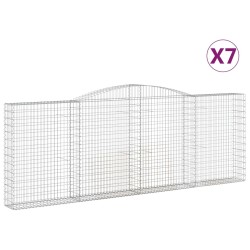 vidaXL Gabionen mit Hochbogen 7 Stk. 400x30x140/160cm Verzinktes Eisen